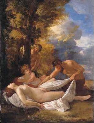 Nicolas Poussin Nymph and satyrs oil painting image